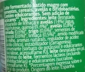List of product ingredients Yogur bifidus con semillas de lino y avellanas Dia 4 x 125 g