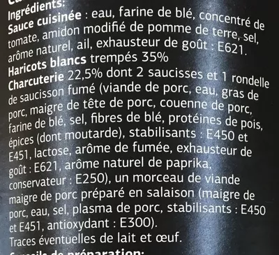 List of product ingredients Cassoulet recette gourmande Dia 420 g