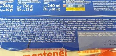 List of product ingredients Atún claro girasol Dia 