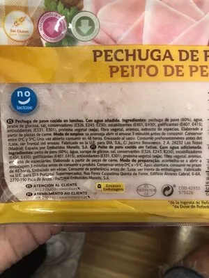 Lista de ingredientes del producto Pechuga de pavo  200 g