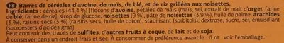 Lista de ingredientes del producto Barritas de cereales con Avellanas Dia 150 g (6 * 25 g)