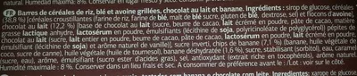 List of product ingredients Barre de céréale banane chocolat Dia 150 g