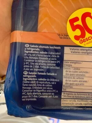 List of product ingredients Salmón ahumado Dia 200 g