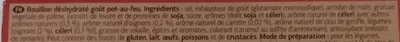 Lista de ingredientes del producto Bouillon saveur Pot-au-feu Dia 150 g