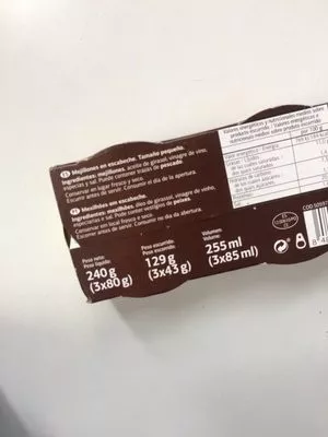 Lista de ingredientes del producto Mejillones en escabeche Dia 129 gr