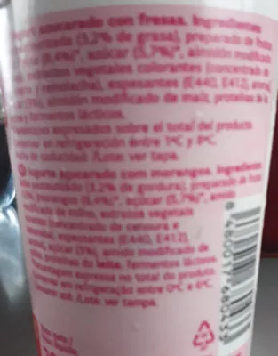 List of product ingredients Yogur con fresas Dia 