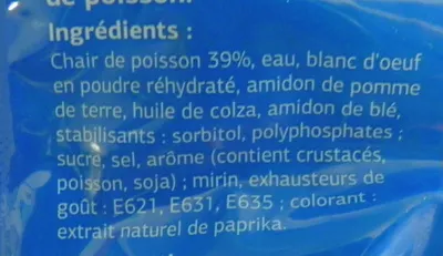Liste des ingrédients du produit Miettes saveur crabe Dia Dia 200 g