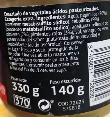 List of product ingredients Banderillas Sabor Suave Dia 