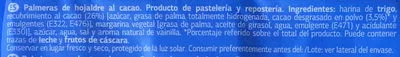 List of product ingredients Palmeras de hojaldre al cacao Dia 260 g