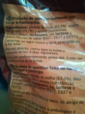 List of product ingredients Snack palomitas pipocas dia 