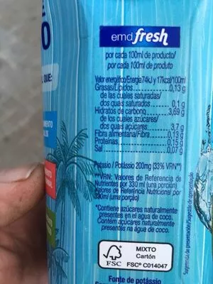 Lista de ingredientes del producto Agua de Coco Alteza 