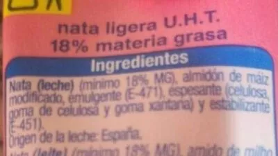 List of product ingredients Nata Alteza 