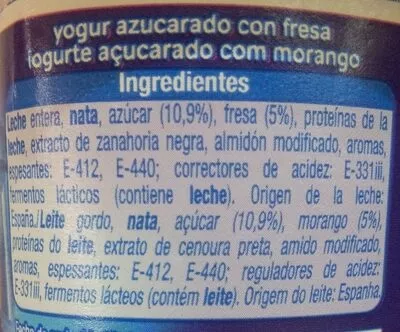 Lista de ingredientes del producto Yogur griego con fresa Alteza 500 g (4x125g)
