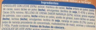 List of product ingredients Chocolate con leche relleno Sabor naranja Alteza 