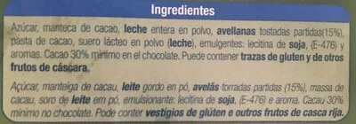 Lista de ingredientes del producto Milk Chocolate With Hazelnuts Alteza 150 g