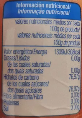 List of product ingredients Caramelo líquido Alteza 