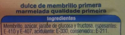 Lista de ingredientes del producto Dulce de membrillo Alteza, Euromadi Ibérica S.A. 400 g