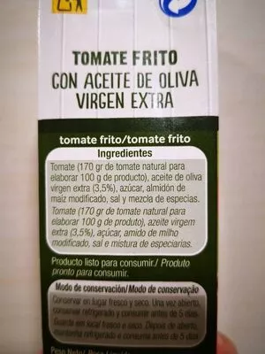 List of product ingredients Tomate frito Alteza 