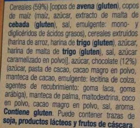 Lista de ingredientes del producto Musi crujiente con chocolate Alteza 500 g