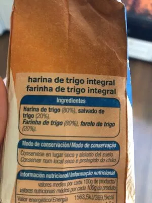 Lista de ingredientes del producto Harina integral de trigo Alteza 500 g