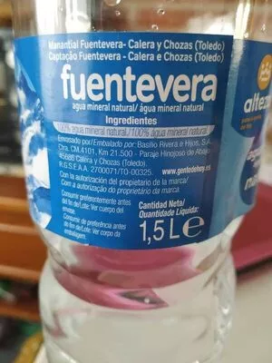 Liste des ingrédients du produit Agua mineral Alteza Alteza 