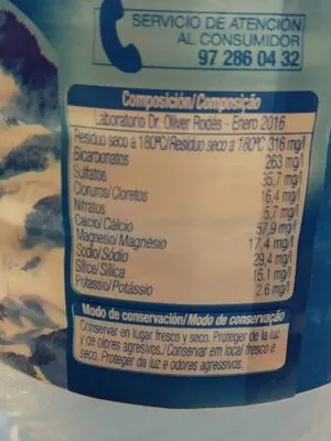 Liste des ingrédients du produit Agua Mineral Natural Alteza Alteza 