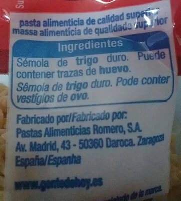 List of product ingredients Estrellas Alteza 500 g