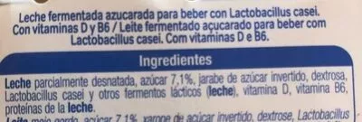 List of product ingredients L-Casei leche fermentada azucarada Alteza 6 x 100 g