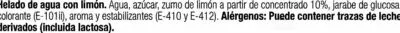List of product ingredients Helados de hielo "Alteza" Limón y naranja Alteza 700 g [(5+5) x 70 g], 700 ml [(5+5) x 70 ml]