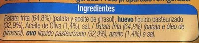 Lista de ingredientes del producto Tortilla de patatas Alteza 500 g
