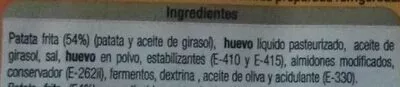 Lista de ingredientes del producto Tortilla de patata fresca sin cebolla Alteza 