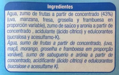 Lista de ingredientes del producto Néctar de Frutos Rojos Alteza 