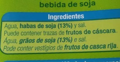 List of product ingredients Bebida de soja Alteza 1 l