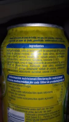 Liste des ingrédients du produit Limón linão con gas alteza Alteza 