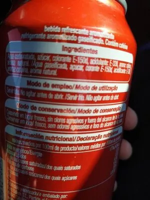Lista de ingredientes del producto Cola alteza 