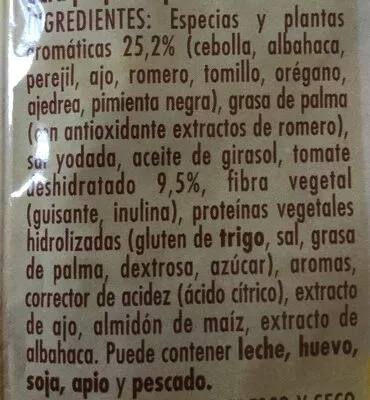 Lista de ingredientes del producto Jugoso a la sartén selección de finas hierbas Maggi 