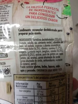 List of product ingredients Condimento sazonador jugoso al horno Maggi 