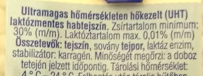List of product ingredients Habtejszín Lactose free Meggle 