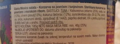 Lista de ingredientes del producto Tuna salad  