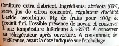 Lista de ingredientes del producto Confiture abricot  