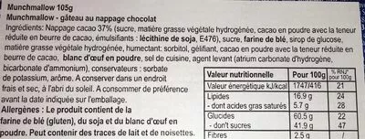 Lista de ingredientes del producto Munchmallow Jaffa 105 g