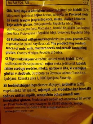 Lista de ingredientes del producto Smoki Štark 150 g
