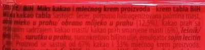 List of product ingredients Eurocrem Blok Swisslion, Swisslion-Takovo 50 g