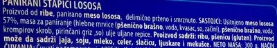 Liste des ingrédients du produit Panirani štapići od čistog mesa lososa Frikom 300 g