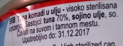 List of product ingredients Tuna komadi Alloro 160 g - 112 g