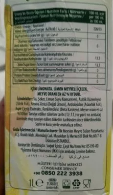 Liste des ingrédients du produit Lemonade  