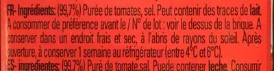 List of product ingredients Puree De Tomate Tat 200 g