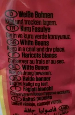 List of product ingredients Haricots blancs Suntat 