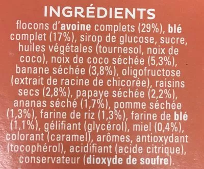 Liste des ingrédients du produit Cruesli Multifruit Quaker 500 g
