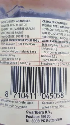 Liste des ingrédients du produit Pate d'arachide pcd 500g